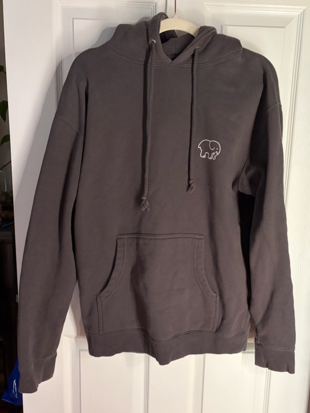ivory ella Charcoal Gray Pullover Hoodie with Elephant Logo